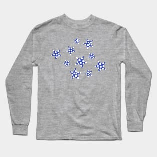 happy polka dot stars - blue Long Sleeve T-Shirt